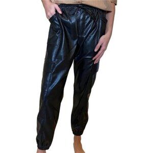 Melissa Nepton Malo Pants Faux Leather Cargo Joggers NWT